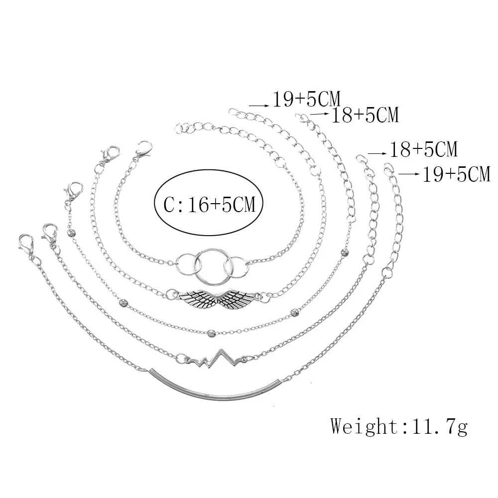 5 шт./компл. богемные Ретро браслеты из бисера в виде Круга цепи сердцебиения