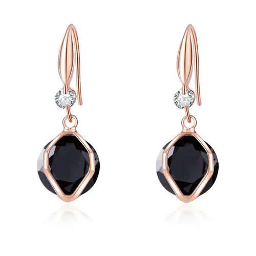 BLack Manxiuni Jewels Роскошные серьги в форме капли воды Розовое золото Цвет Синий Кристалл Мода Циркон Висячие серьги для женщин помолвка - Окраска металла: BLack