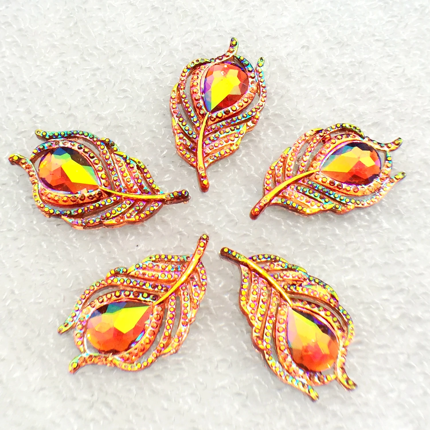 Шикарные 20 шт 20*38 мм милые AB лист и Феникс вниз rhinestononeflatback Кнопка кабошон Аппликации/Свадебные украшения Ремесло