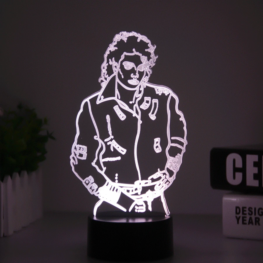 MJ Майкл Джексон знак 3D иллюзия светильник s настольная лампа 7 цветов Изменение Акриловые USB led Детская комната Декор ночной Светильник