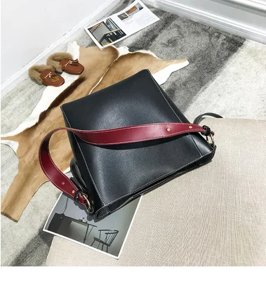 PU Black Модная женская сумка-мешок большой емкости из искусственной кожи композитная сумка Горячая Женская Повседневная сумка через плечо кошельки и сумки - Цвет: PU Black