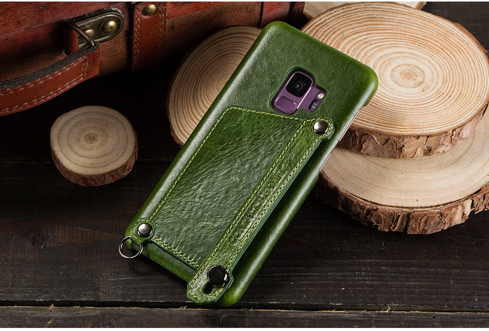 Обувь из натуральной кожи с отделением для карт чехол для samsung Galaxy S9 подставка держатель чехол для samsung Galaxy S9 противоударный Для мужчин Бизнес задняя крышка