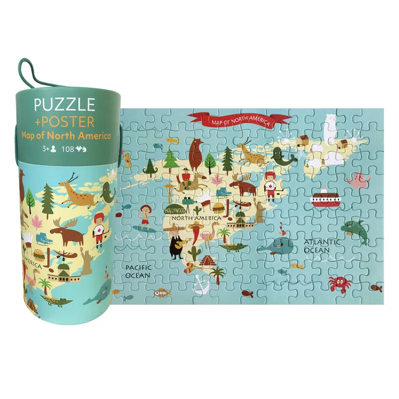 DDWE 108 шт. ОАЭ/индейка/Северная Америка карта бумажная туба головоломка игрушки