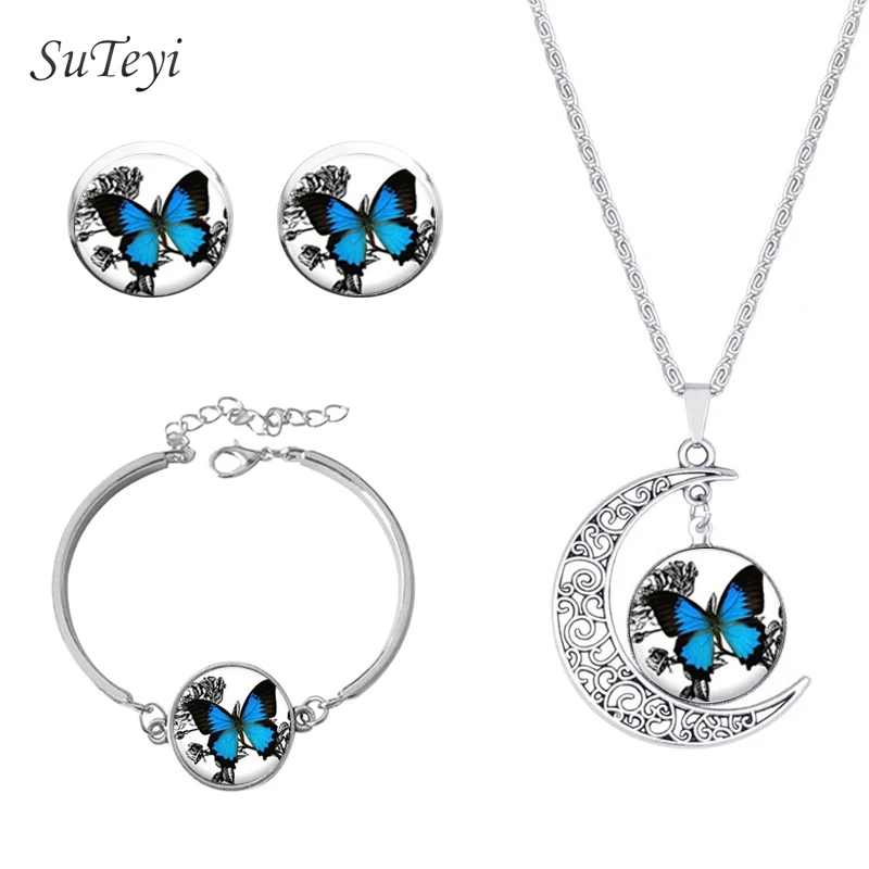 Ювелирный Комплект из колье серёг и браслета с изображением Луны|jewelry sets|earrings