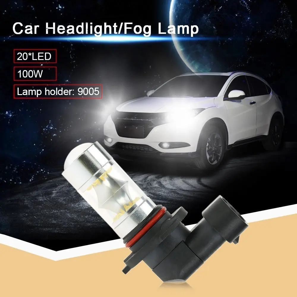 100W 12V-24V 9005 HB3 P20D 9006 HB4 H10 H8 H11 20 светодиодный 6500 лм K фара автомобиля противотуманная
