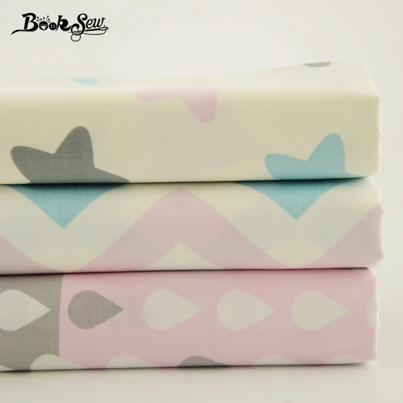 Booksew 100% хлопок саржевая ткань 3 шт./лот Набор для резки милый дизайн tecidos telas