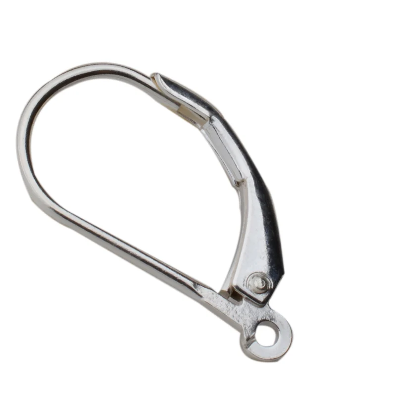 Цельный серебристый откидной крючок с французским леверивером открытым кольцом