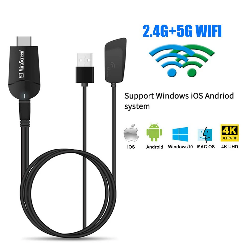 Двухдиапазонный ТВ Адаптер 2 4 ГГц 5 8 4Mirascreen стандарта K HD WiFi Miracast Airplay DLNA TV Stick 4K EZCast