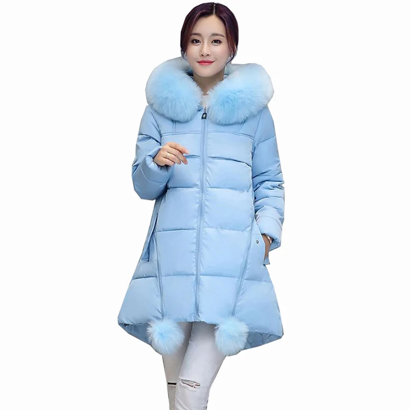 

2021 Winter Women Hooded Coat Fur Collar Thicken Warm Long Jacket Female Plus Size M-6XL Outerwear Parka Ladies Chaqueta Feminin