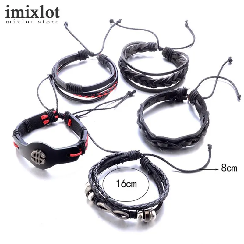 Винтаж доллар США Бесконечность Многослойные Кожаный браслет Для мужчин моды