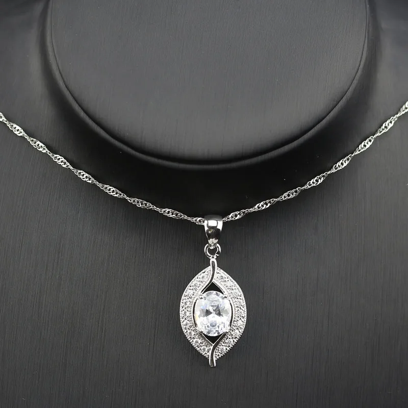 925 логотип белый циркон Ювелирные наборы для Для женщин Серебряный Кристалл Цвет