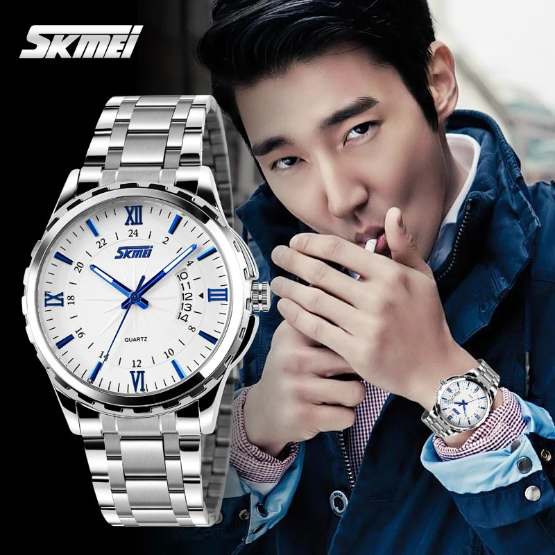 

SKMEI Brand Fashion Casual quartz watch men luxury brand military wristwatches full steel men watch relogio masculino