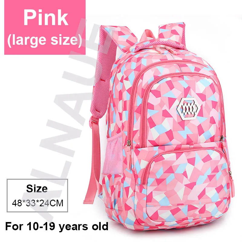 large pink Детские школьные ранцы для мальчиков и девочек, водонепроницаемые школьные рюкзаки для подростков, школьная сумка большой емкости, сумка для книг - Цвет: large pink