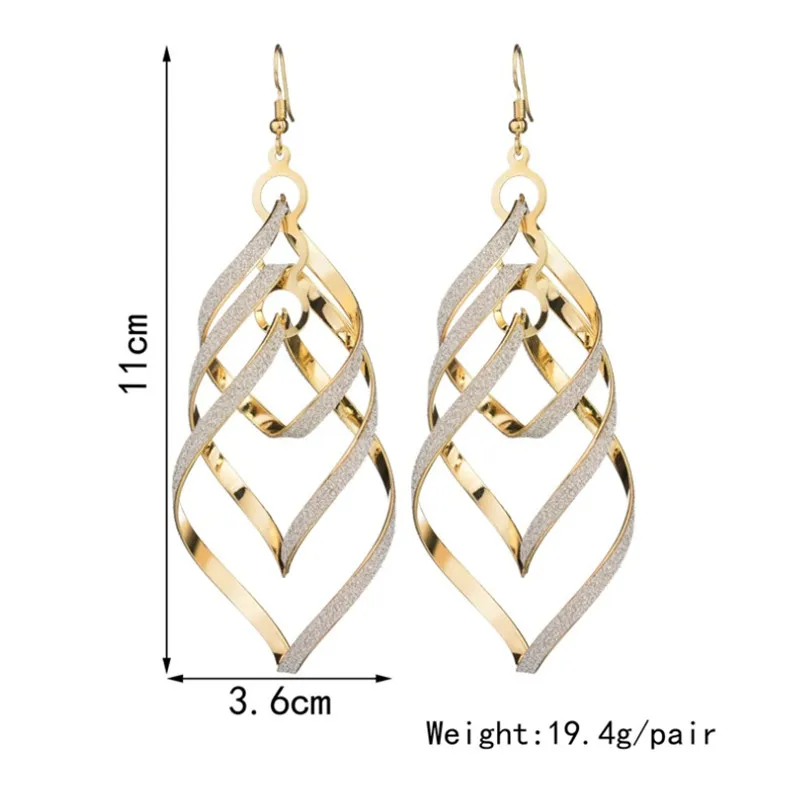 Модные женские серьги с золотым наполнителем спиральные длинные висячие