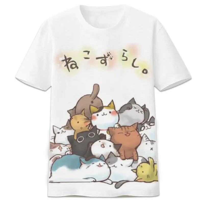 Футболка в японском стиле с изображением игры нэко атсуме футболки милого кота
