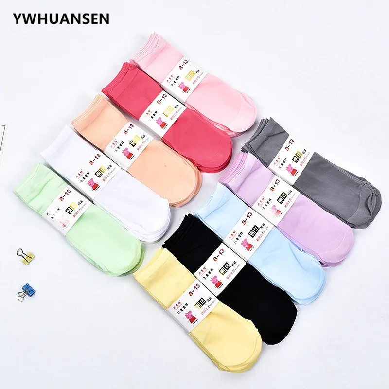 YWHUANSEN/10 пар/лот Детские однотонные бархатные носки летние тонкие короткие для