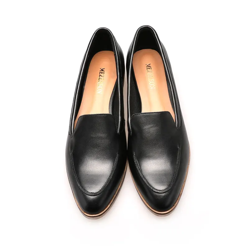 MEZEREON/Прямая поставка обувь на плоской подошве лоферы из натуральной кожи для