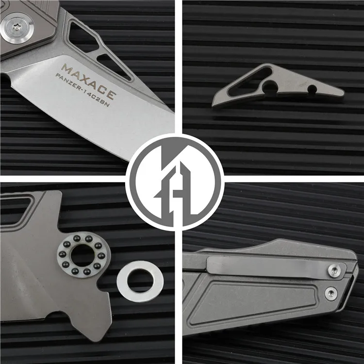 

Maxace EDC Pocket Knife Panzer 14C28N Stonewash Blade