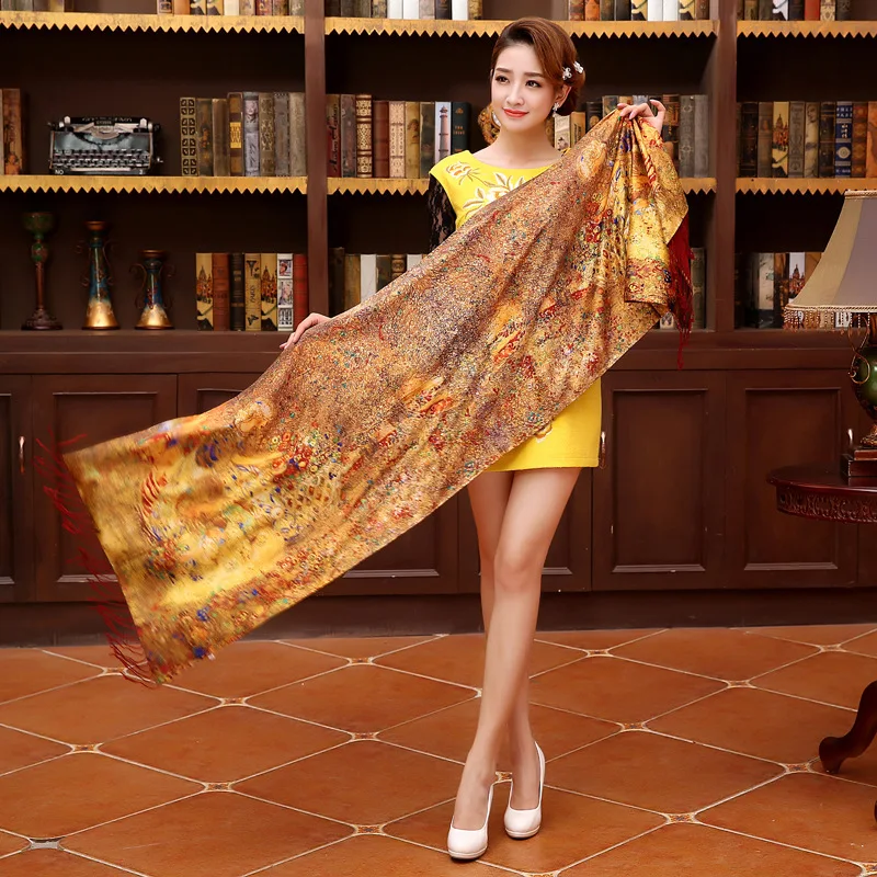 

Шёлковый шарф Shanghai Story, двухслойный матовый кашемир, ручная работа, женская шелковая Пашмина с кисточками, 190*52, длинная шелковая шаль 20-29 #
