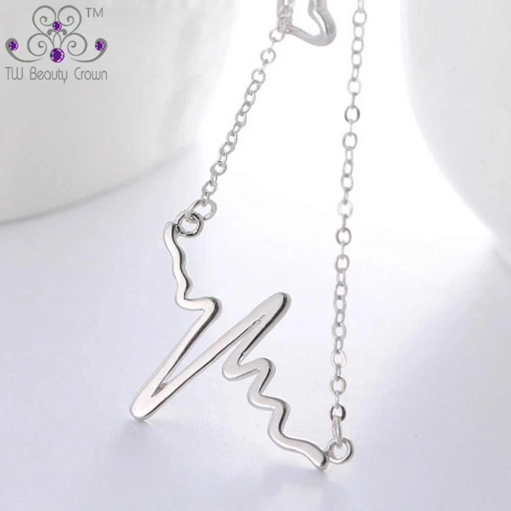 

2017 New Genuine 925 Pure Sterling Silver Unique Special Heart Beat Design Pendant Necklace For Woman Lady Fashion Party Jewelry