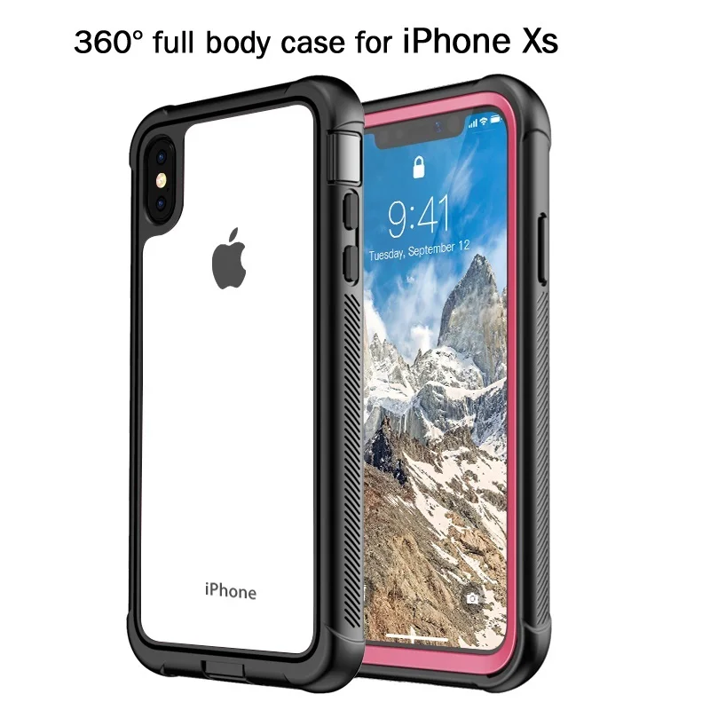 Pink and Clear Чехол для iPhone XS с защитой от снега и воды от ударов для iPhone 5," с сенсорным ID чехлом - Цвет: Pink and Clear