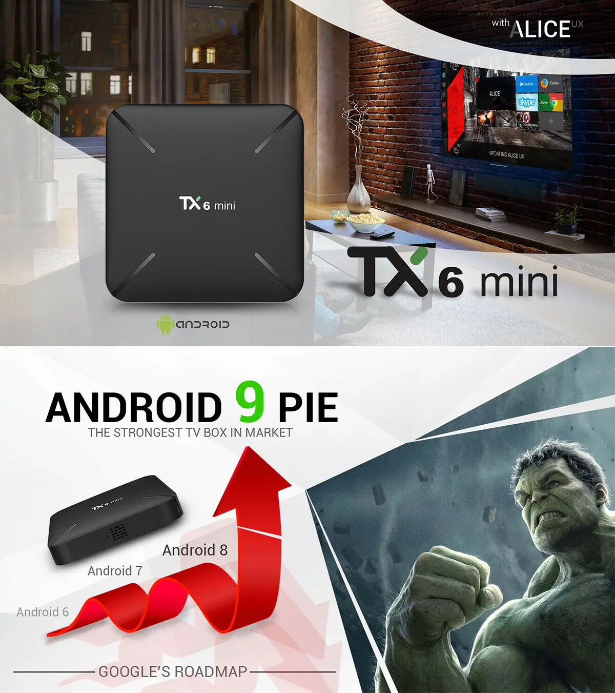 TX6 умная ТВ приставка с четырёхъядерным процессором Allwinner H6 ОЗУ 2 Гб ПЗУ 16 Android 9