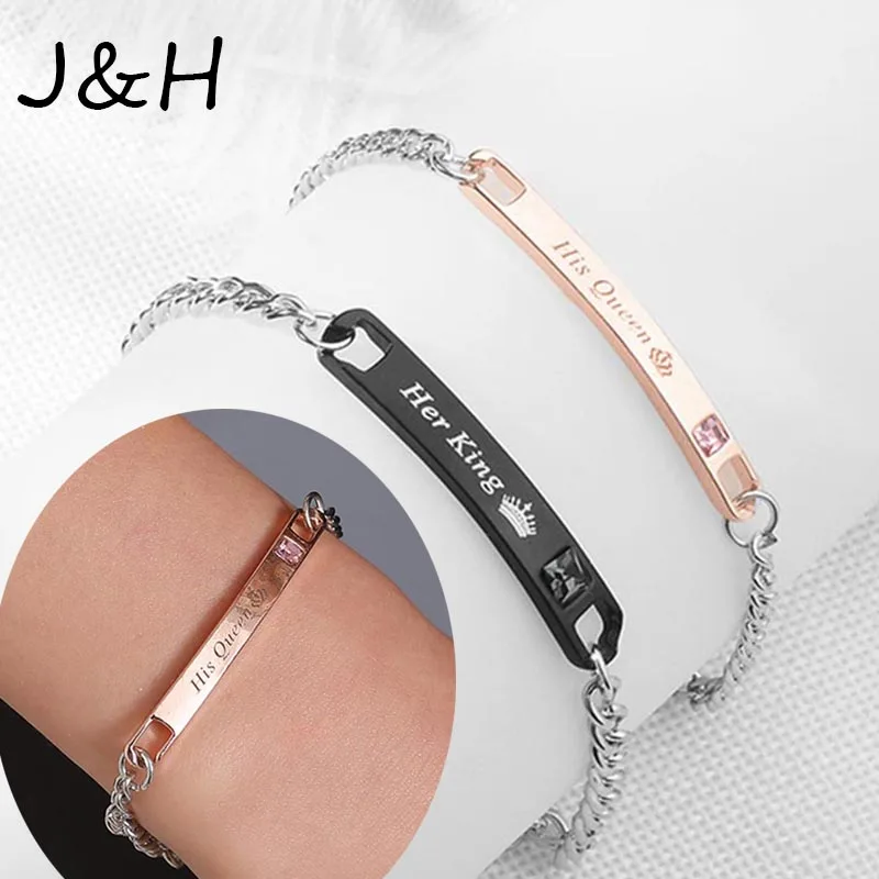 Браслет Горячая Распродажа Her King His Queen для влюбленных CZ Stone Beast & Beauty Heart Парные