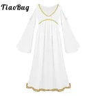 TiaoBug девочки Золотая отделка принцесса Греческая богиня Халат Дети Хэллоуин костюм аниме ребенок Косплей Ролевая игра Вечеринка длинное платье