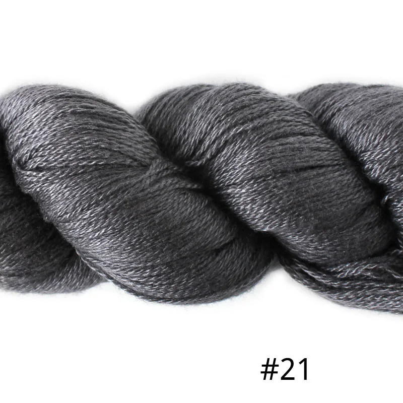 21 Dk Grey 1*55 г Хэнк шелковистая кашемировая пальчиковая ткацкая пряжа качество и мягкость ручного вязания пряжа для шарфов и одежды - Цвет: 21 Dk Grey