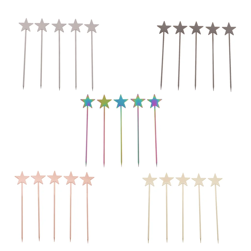 5PCS Steel Fruit Drink Sticks Cocktail Picks for Bar Tools | Дом и сад