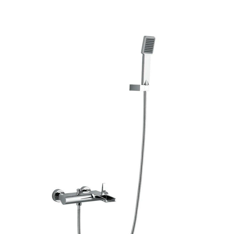 The bathroom wall type cold waterfall copper triple bathtub shower faucet set with the mixing valve | Обустройство дома