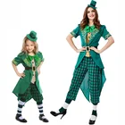 Пижама для детей и взрослых, клевера-символа Дня Святого Патрика джемпер ирландское лепрекона, костюмы для косплея, полный набор для девочек женские зеленые туфли на дух Хэллоуин вечерние костюм