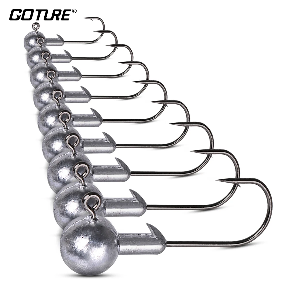 Goture 50 шт в наборе Jig Head Крючки углерода Сталь рыболовный крючок 1 20 г свинцовая