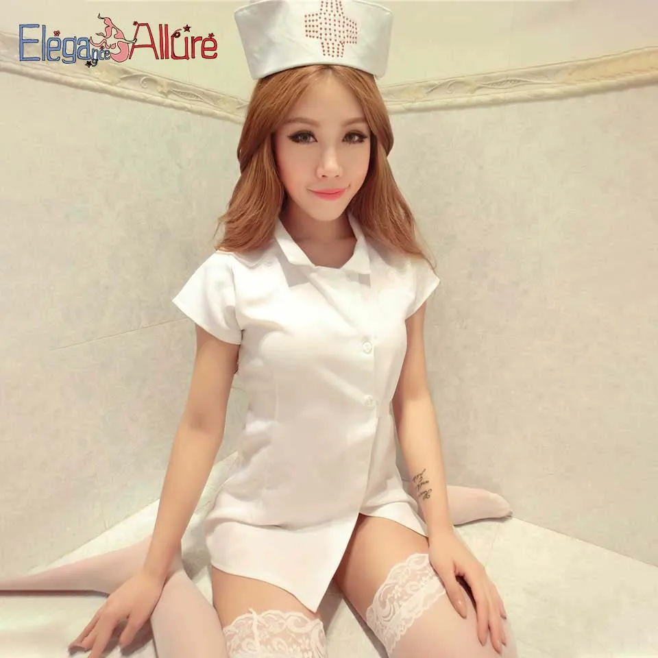 E& A, сексуальное женское нижнее белье, ночная рубашка, сексуальный костюм, шелковое ночное белье, женский костюм для медсестры, костюм для косплея, шляпа, платье, стринги, комплект нижнего белья, ролевые игры