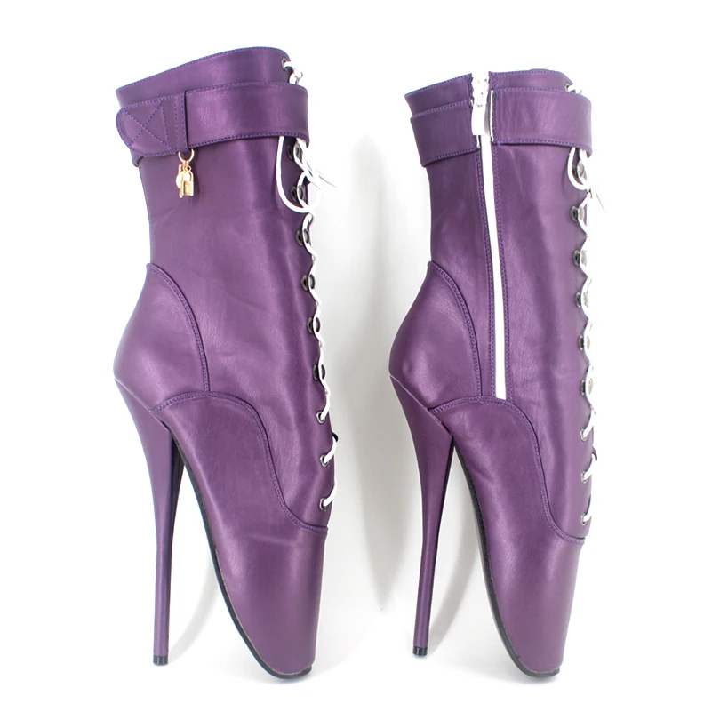 Балетная обувь на очень высоком каблуке 7 см розового цвета ботинки лакированные