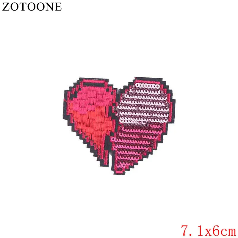 ZOTOONE нашивки с железным сердечком для одежды вышивка аппликация Блестки любовь письмо патч джинсы DIY железная наклейка для одежды