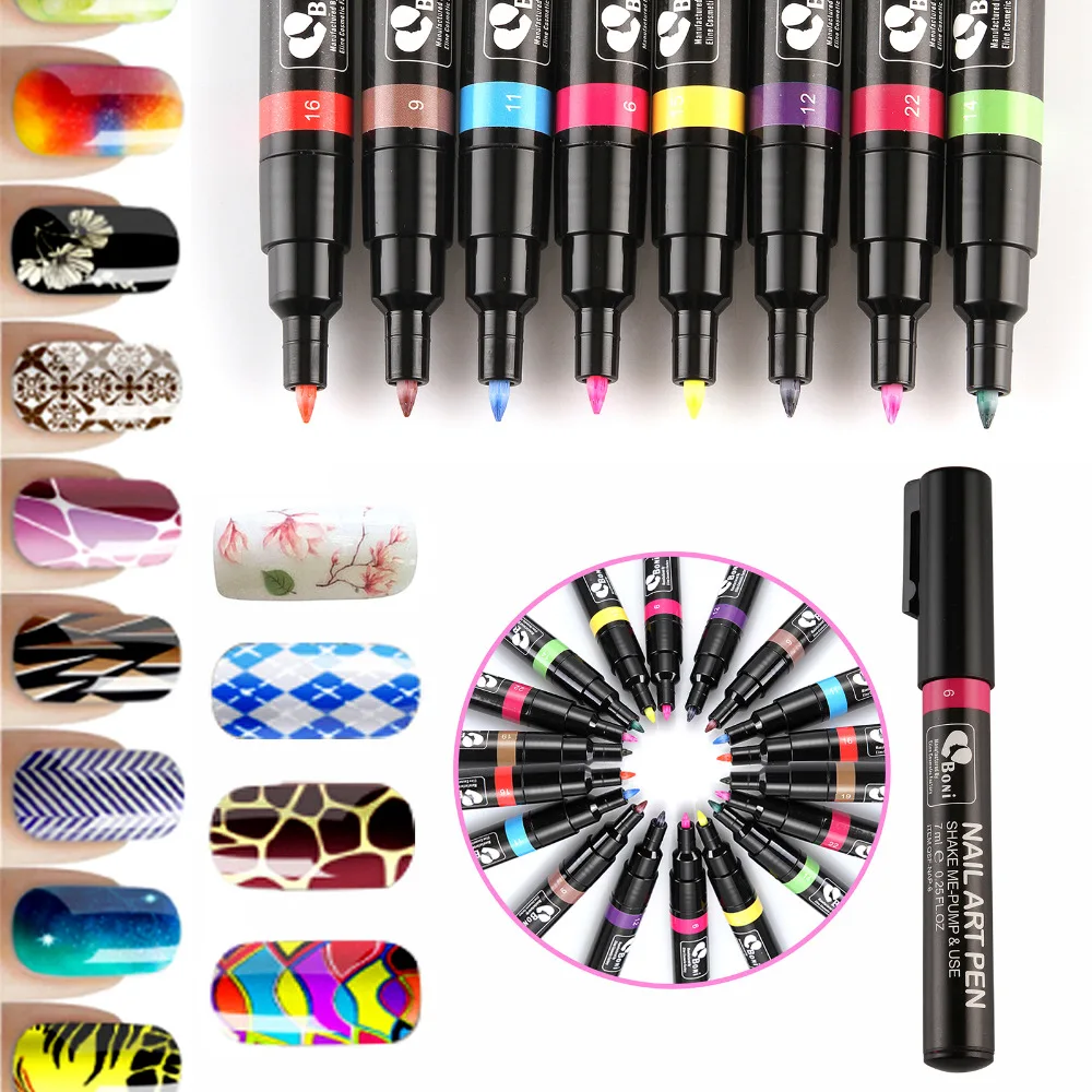 Профессиональная 24 шт цветная ручка для дизайна ногтей инструмент рисования