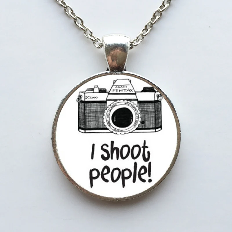 Бесплатная доставка Я стрелять в людей Камера фотографии черно белое колье