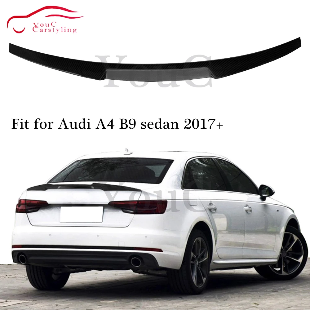

M4 Style Carbon Fiber Rear Spoiler Trunk Boot Lip for Audi A4 B9 4-door Sedan 2017 2018 2019 Tail Trunk Lip Spoiler Splitters