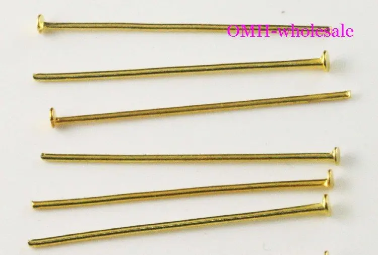

OMH wholesale 200pcs 60mm Jewelry Components production tool 60mm Brooches golden color metal Head pins DY65-60