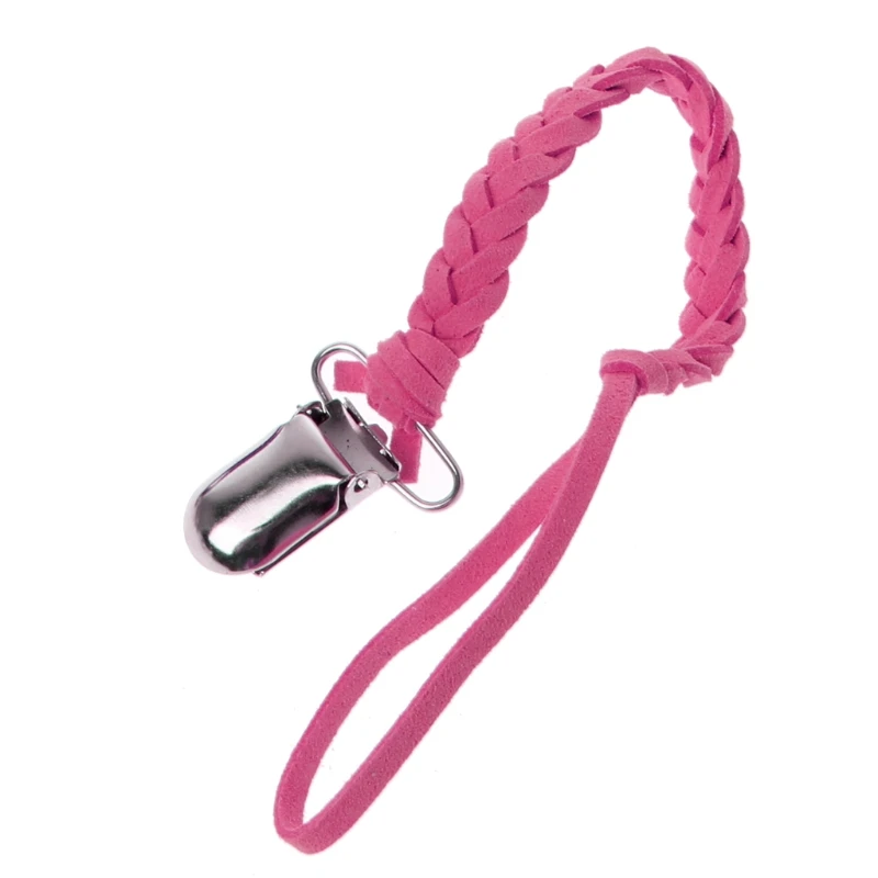 

Leather Pacifier Clip Chain Nipple Dummy Clip Pacifier Holder Braided Binky Clip anti-lost strollor chain for 0-3Years