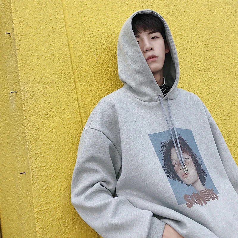 2018 Корейские осенние новые мужские модные пуловеры с капюшоном и принтом