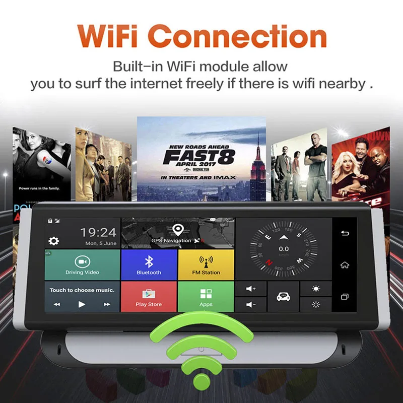 MaoHooMa Автомобильный видеорегистратор 2 в 1 зеркальный 8 &quot4G 3g GPS dvr Камера rom 16 Гб RAM1GB