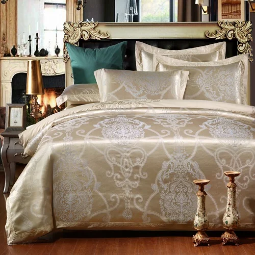 bedding set 11 Сатин, хлопок, золотой пододеяльник, хлопок, простыня, queen king size, 4 шт., набор постельного белья, роскошная вышивка, набор постельного белья, подушка, shams - Цвет: bedding set 11