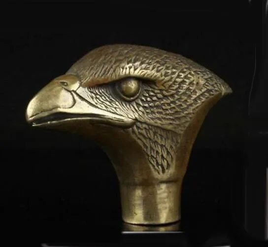 Китайская ручная работа латунь резьба Eagle собирать трость головы статуя|Статуи и