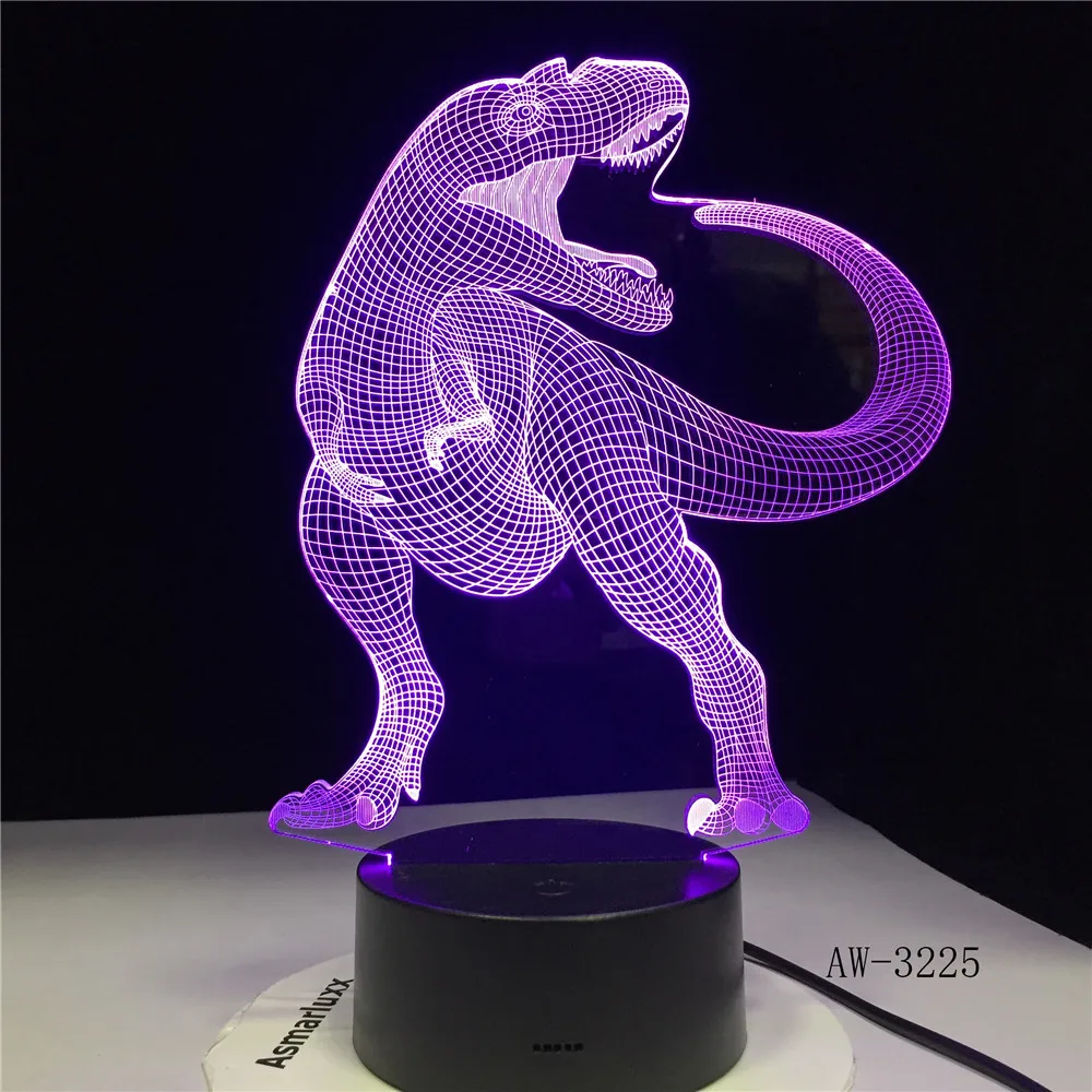 3D светодиодный Иллюзия лампы динозавра Оптическая иллюзия света 7 Цвет мульти ed