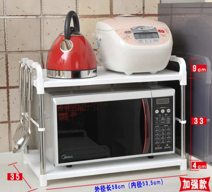 2 layer L58CM Однослойная 2-х слойный Кухня приправа рисоварка полка для хранения микроволновая печь полка Печная решётка Нержавеющая Сталь трубка LU4244 - Цвет: 2 layer L58CM