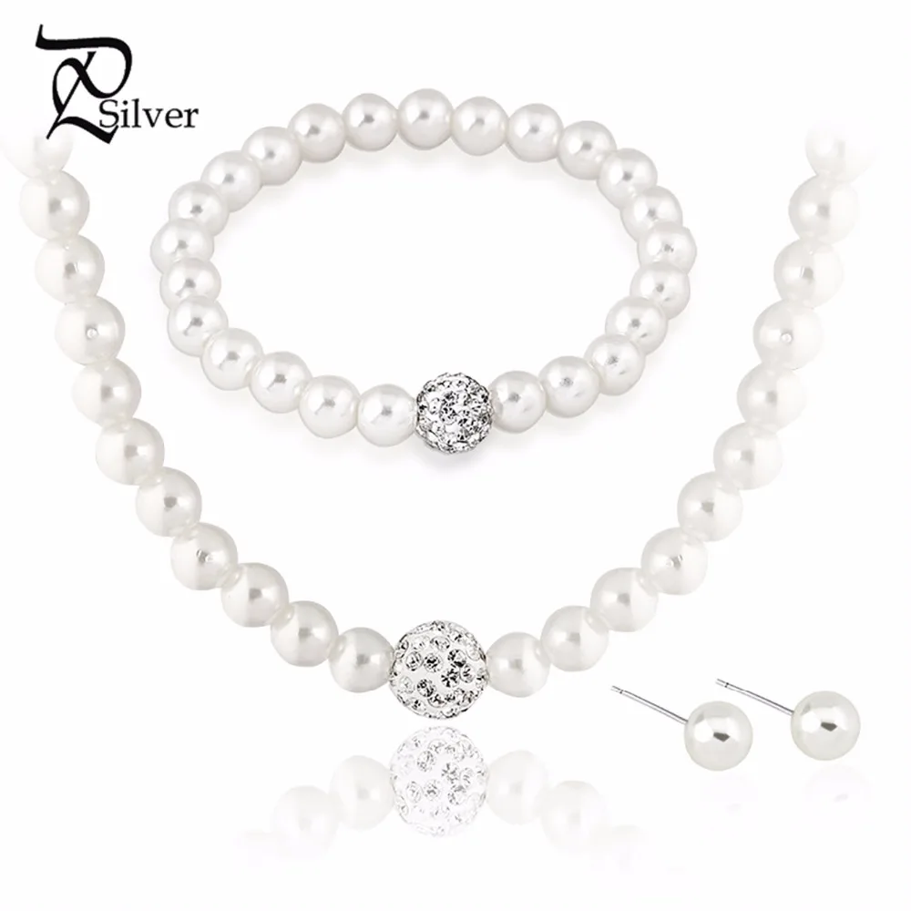 White Shell Faux Pearl Necklace Bracelet Earring Fashion Jewelry Set | Украшения и аксессуары