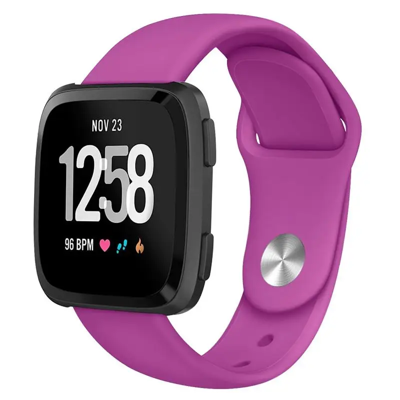 Purple Red Мягкие силиконовые Замена спортивные часы-браслет ремешок для Fitbit Versa Lite Edition браслет 15 цветов S L Размер - Цвет: Purple Red