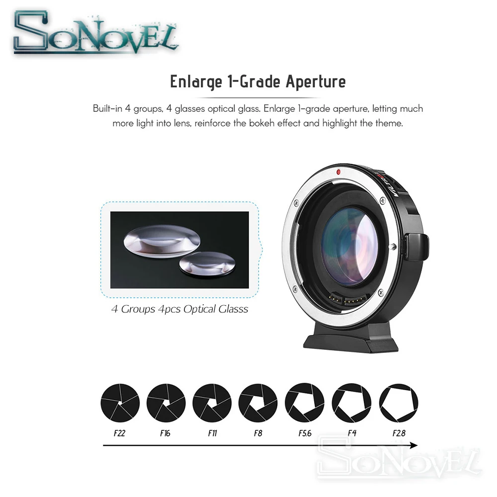 Viltrox фотовспышка с автофокусом EXIF 0.71X уменьшение скорости бустер адаптер для